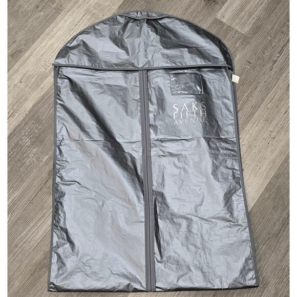 Saks Fifth Avenue Gray Plastic Garment Clothes Zip Fold Up Storage Bag - Picture 10 of 10